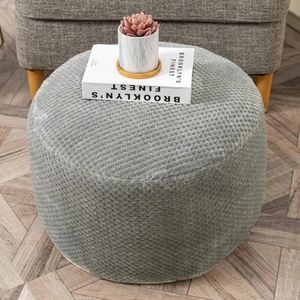 Unstuffed Ottoman Pouf Footstool Gray